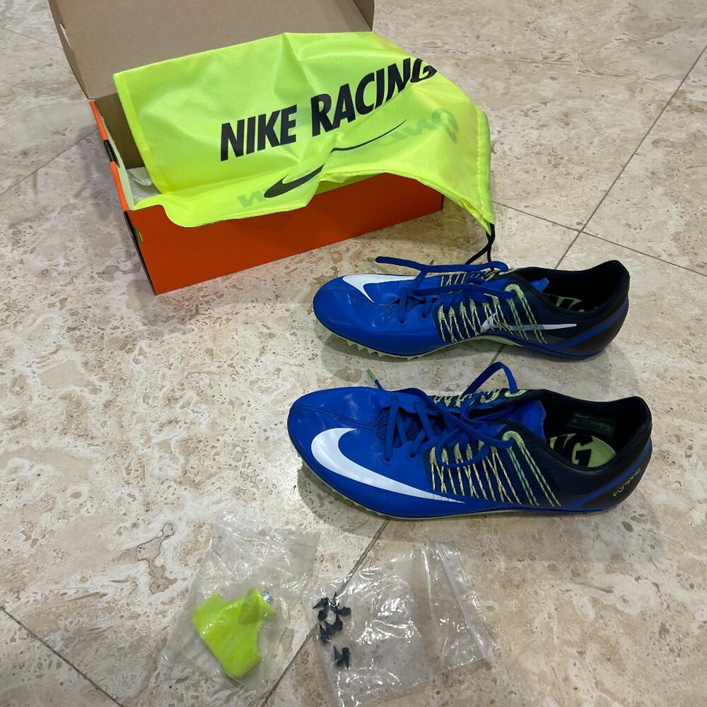 Nike Flywire men's blue sprinting spikes size 10.5